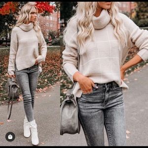 VICI Lumiere checkered mock neck sweater